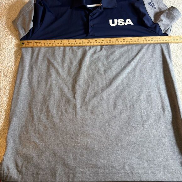 Adidas Polo Mens Size Medium USA Golf All Day 2.0 Colorblock Polo Navy Gray - Picture 6 of 10